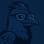 Handsome looking raven with glasses